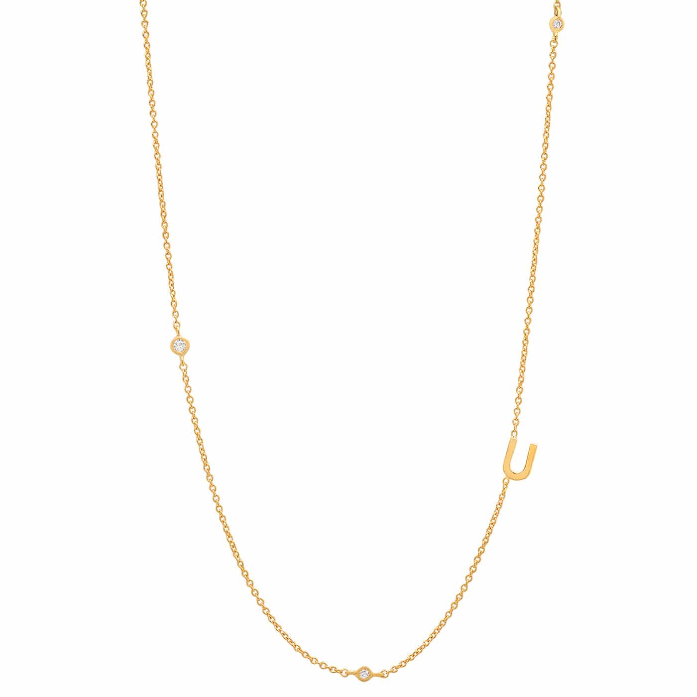 Sideways Initial Gold Necklace With CZ Accents - Image 23