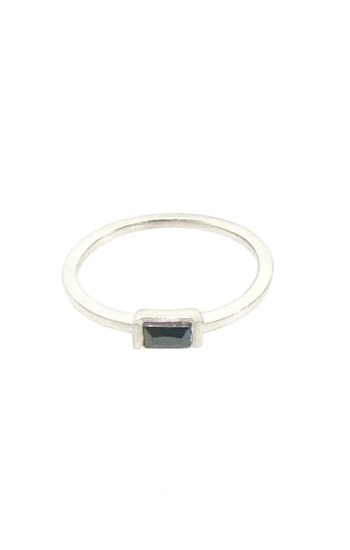 Silver Baguette Charm Ring