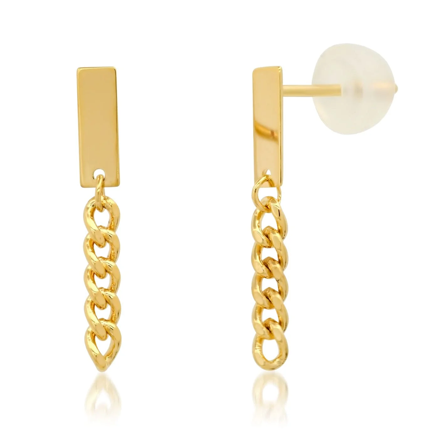 Bar Post Curb Chain Linear Earrings