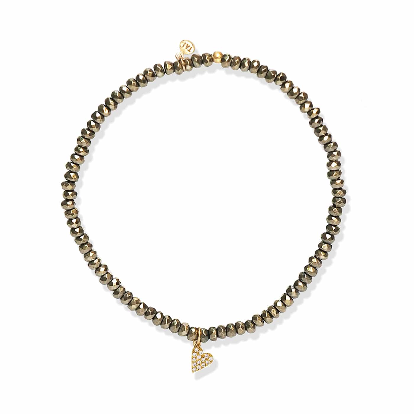 Pyrite Pavé Heart Beaded Bracelet