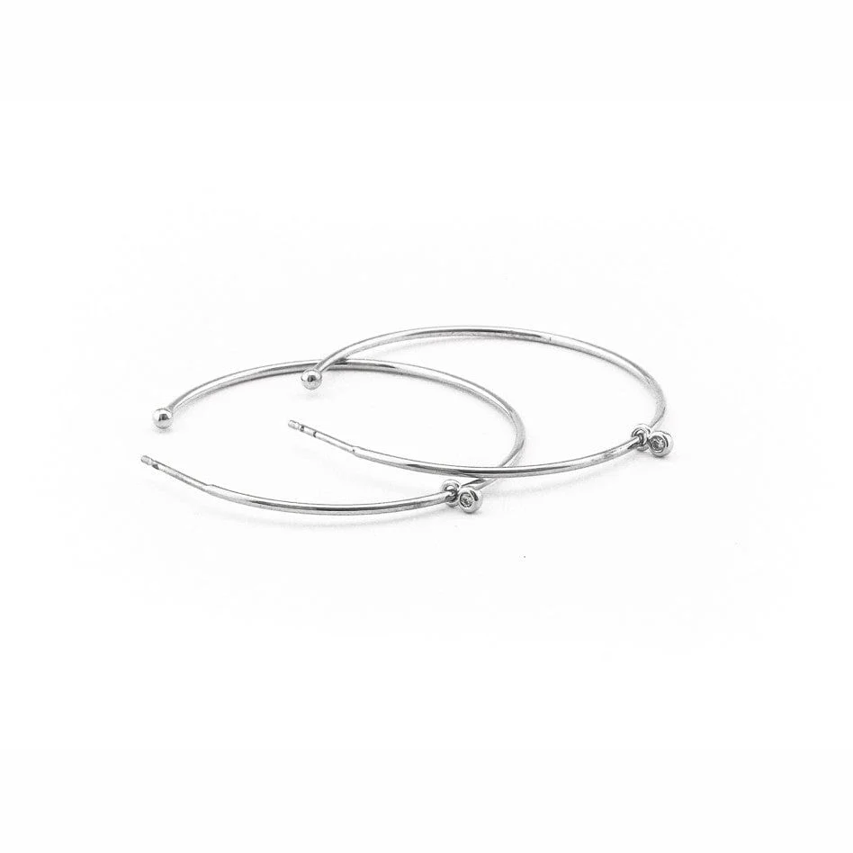Medium Hoop Earring With Cz Drop - Image 3