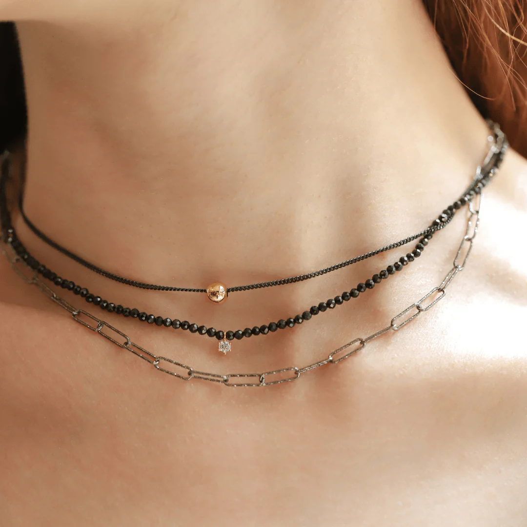Black Cable Chain with Gold Ball - Image 2