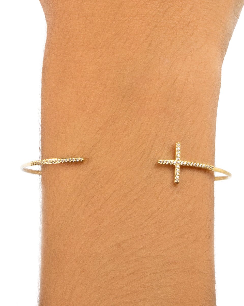 Pave Cross Open Cuff Bracelet - Image 3