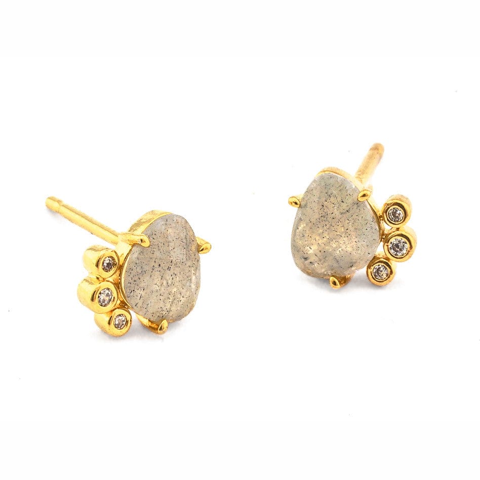 Stone And Bezel Set CZ Post Earring - Image 2