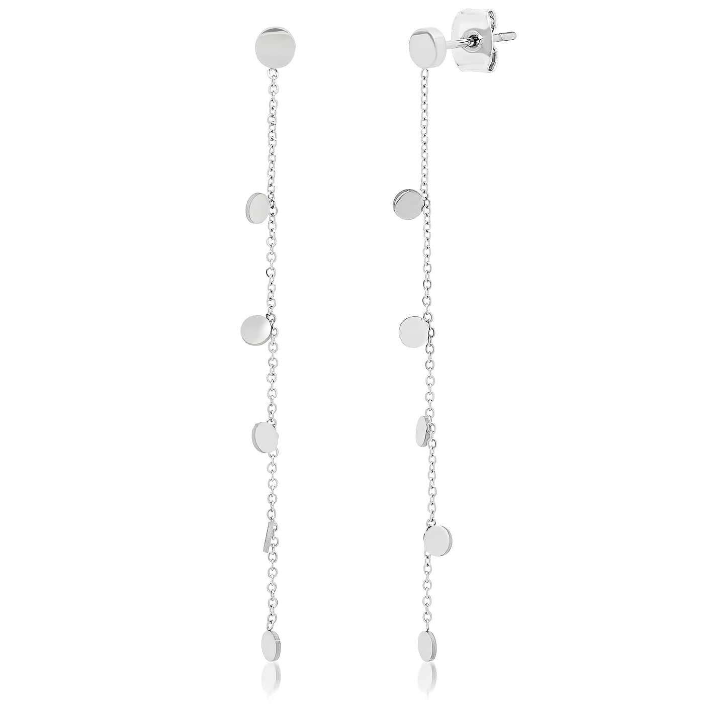 Chain Dangle Earrings With Circular Disc Charms
