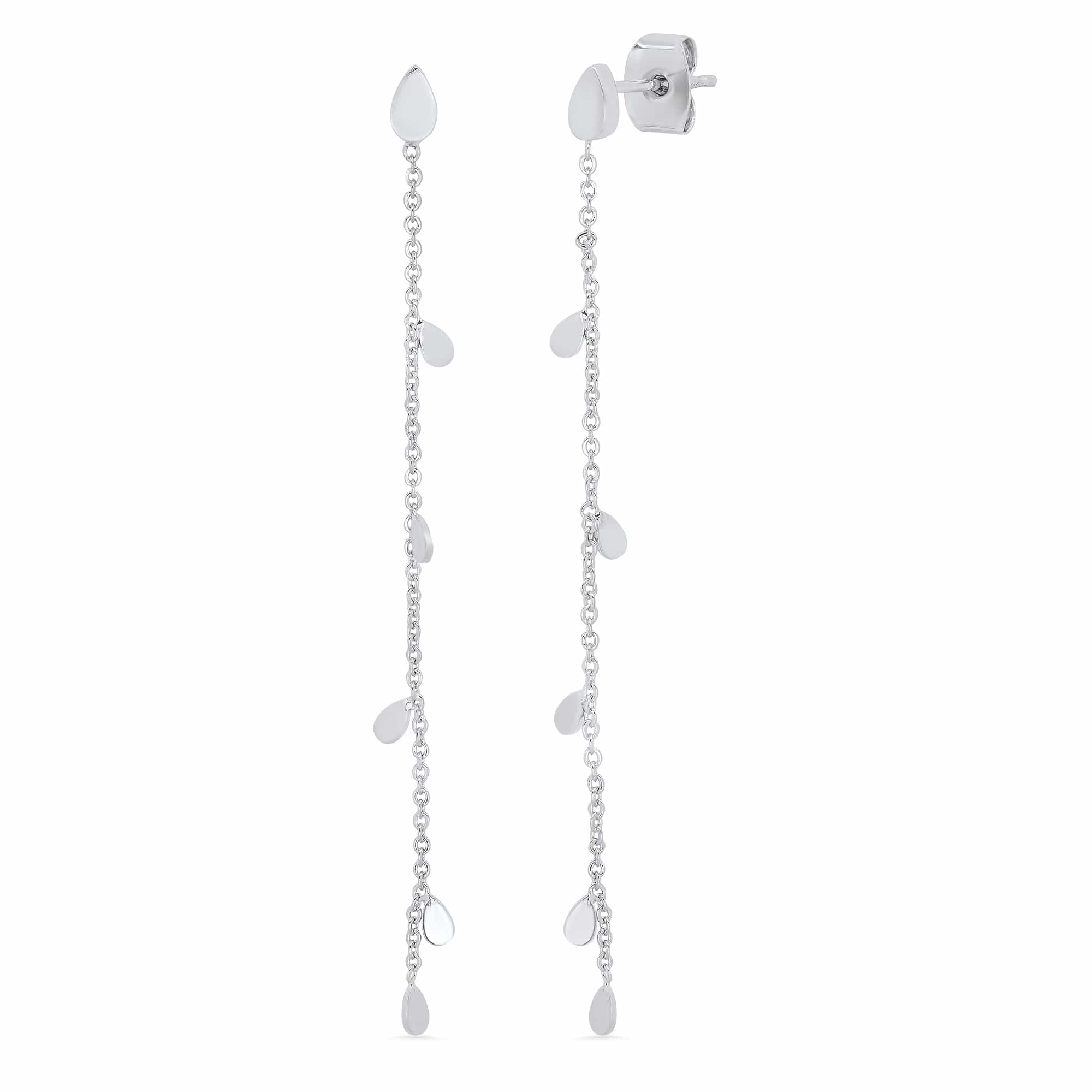Chain Dangle Earrings With Teardrop Charms - Image 3