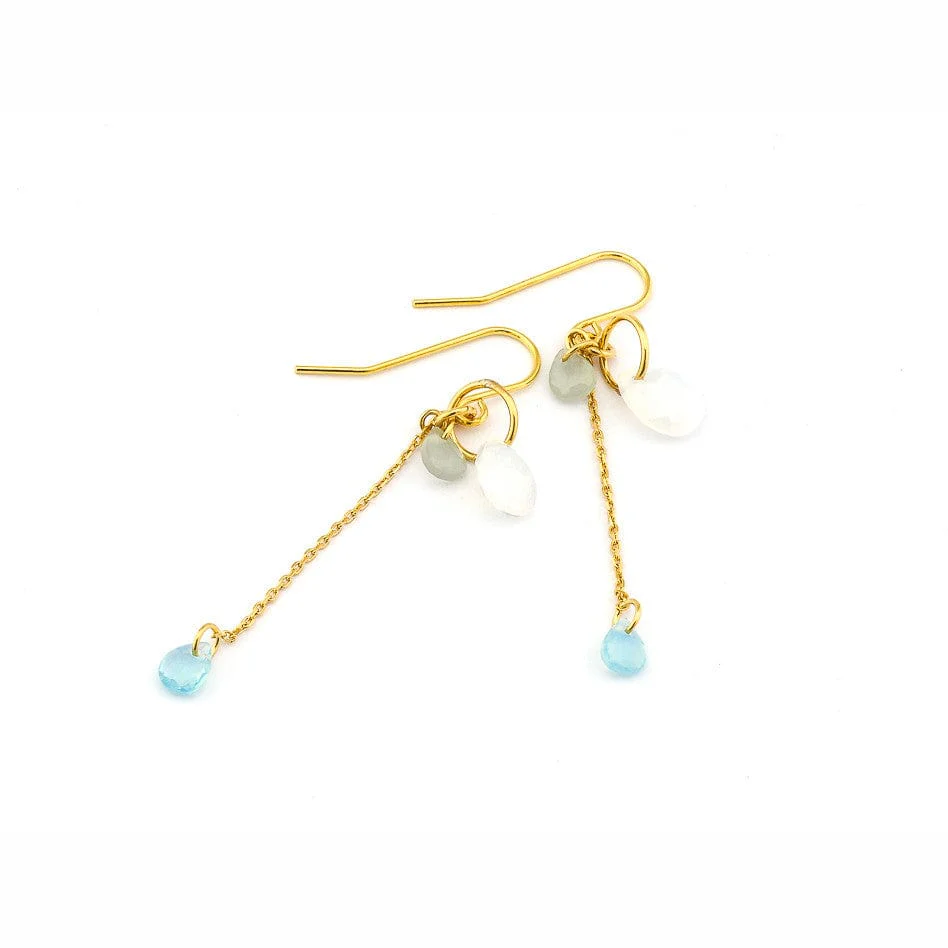 Chain Drop Earring With Glass Stones