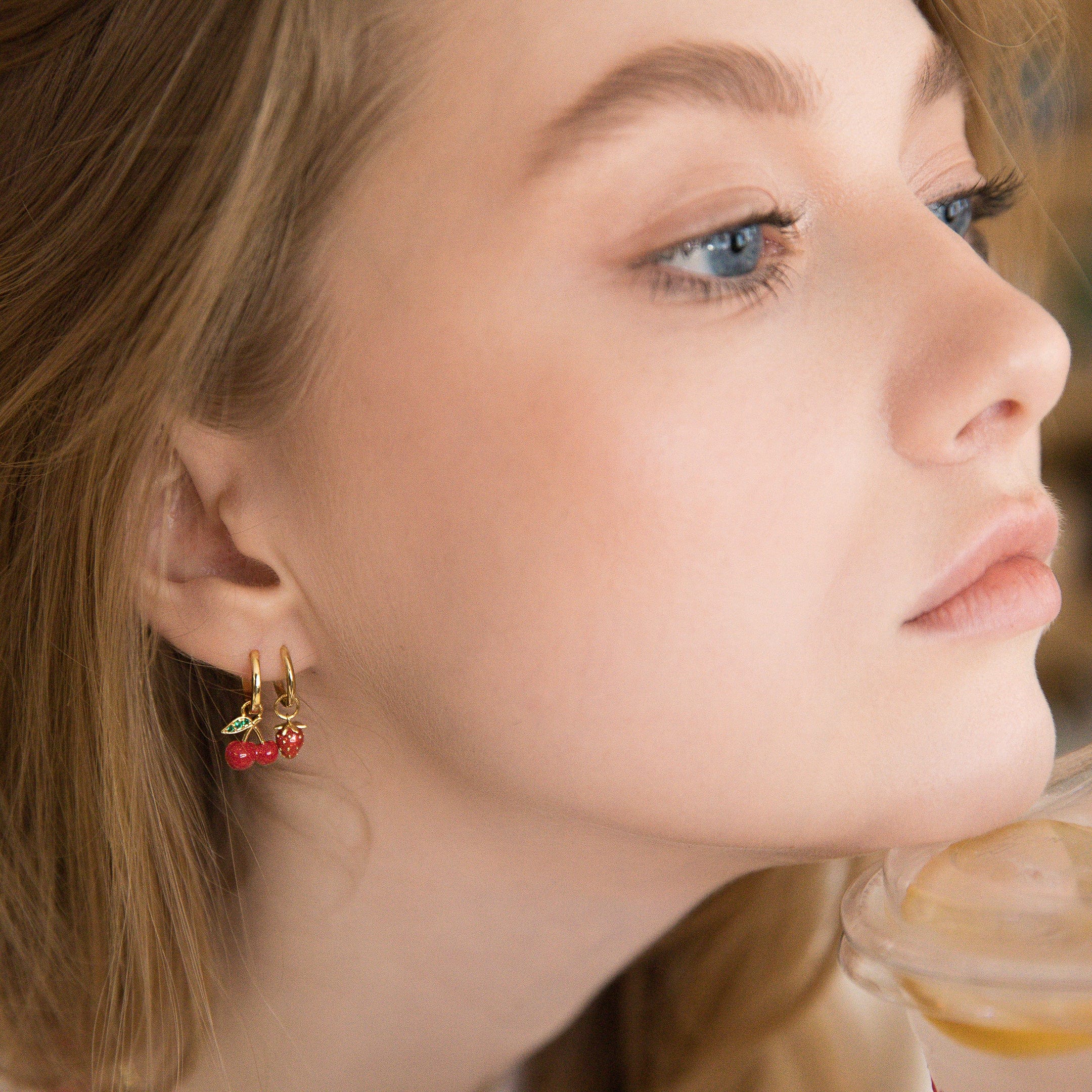 Cherry Huggie Earrings - Image 2