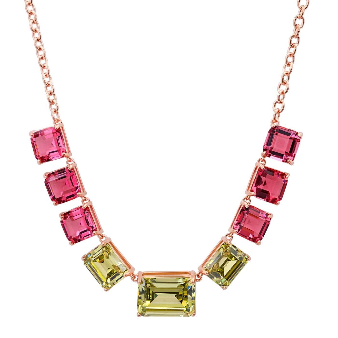 Chunky Emerald Cut Glass Stone Necklace - Image 3
