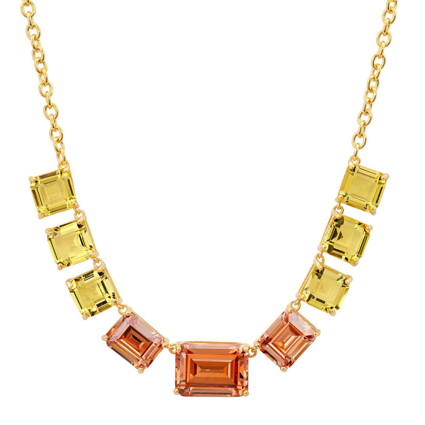Chunky Emerald Cut Glass Stone Necklace - Image 6