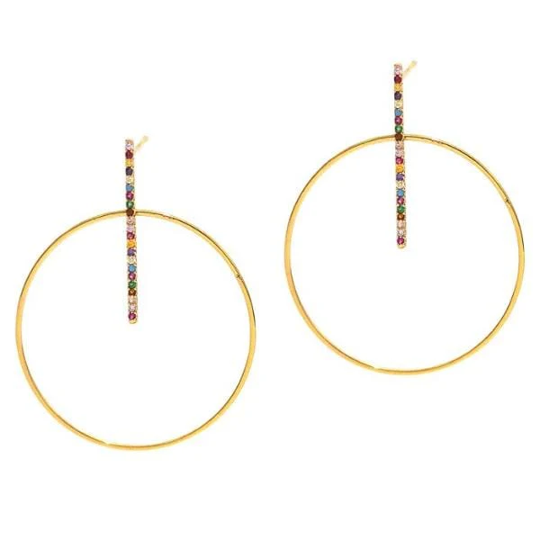 Rainbow Gemstone Hoop Earrings