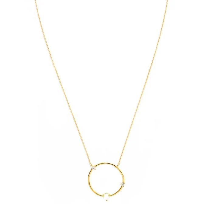 Circle Necklace With Opal And Cz Accents - Image 2