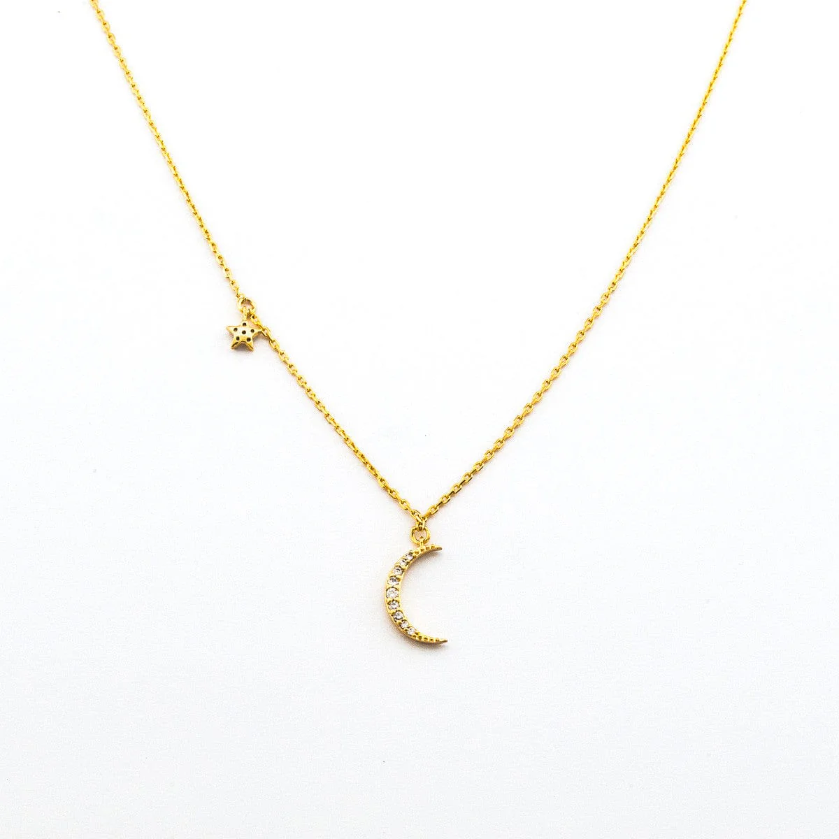 The Moon & Star CZ Necklace
