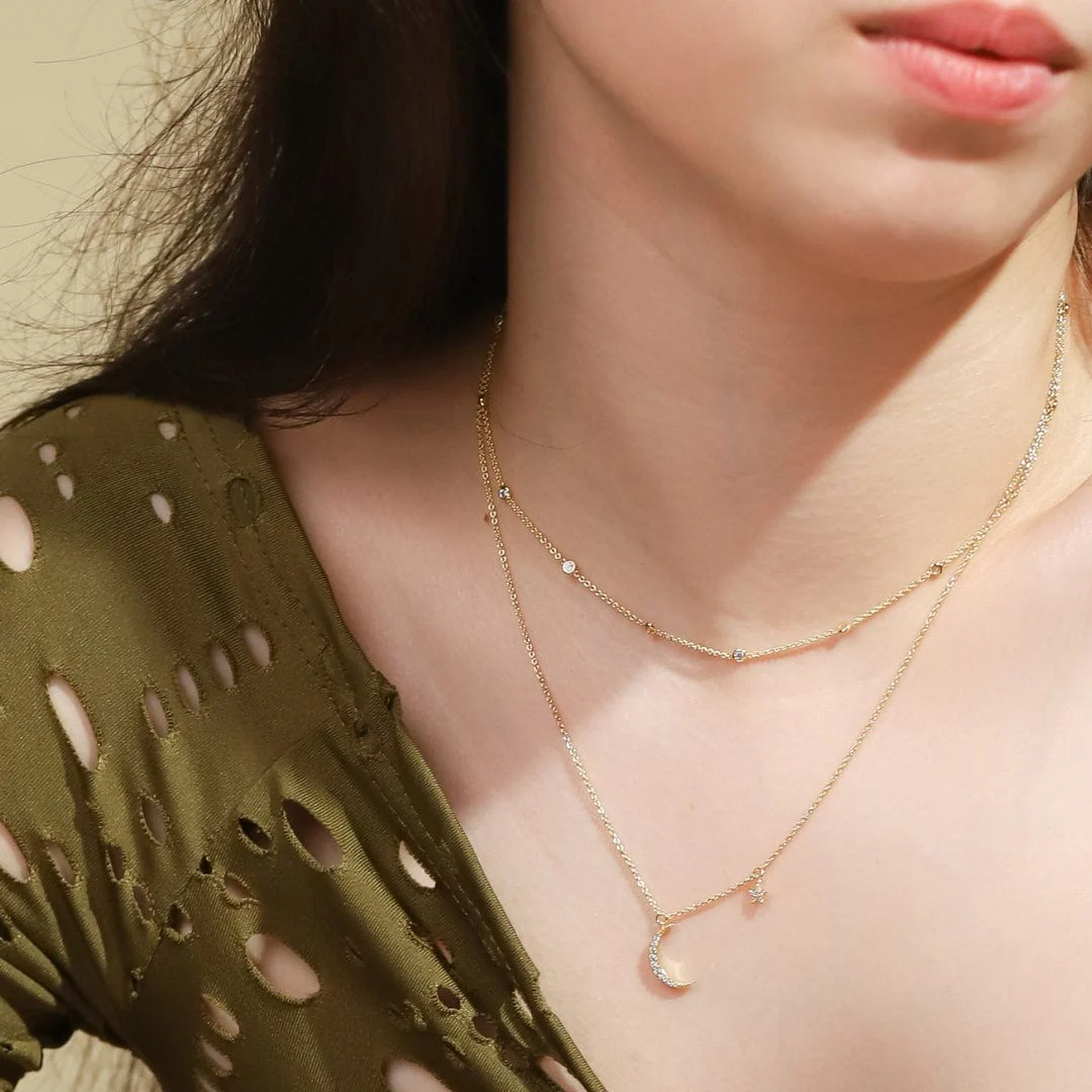 The Moon & Star CZ Necklace - Image 2