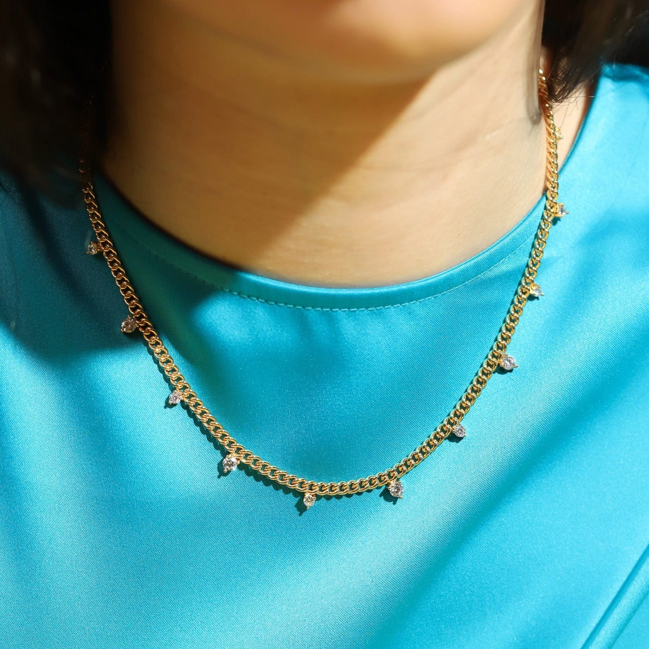 Statement Curb Chain with Sparkle Drops - Image 2