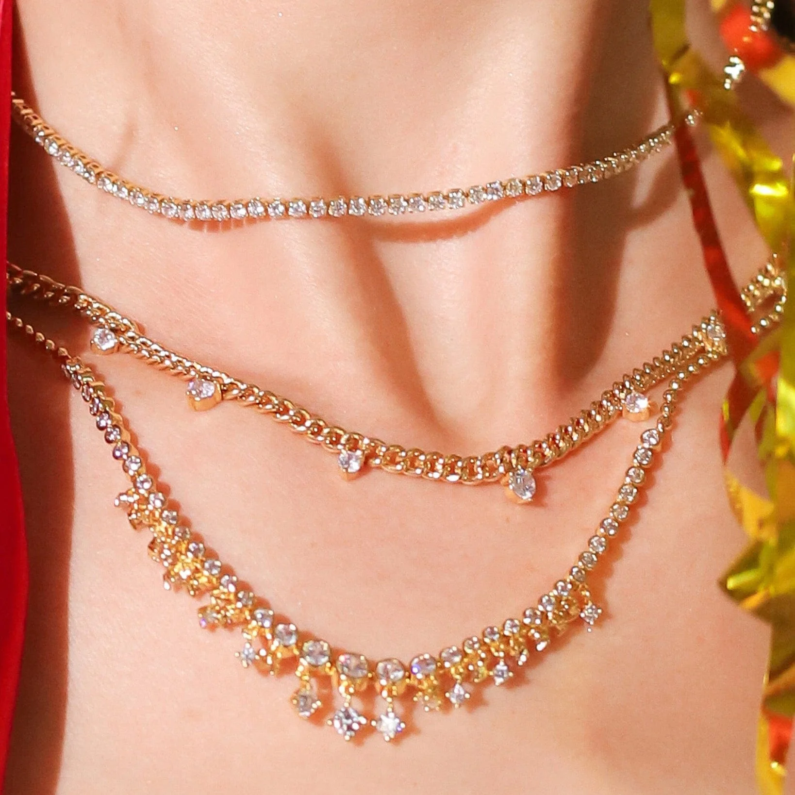 Statement Curb Chain with Sparkle Drops - Image 4