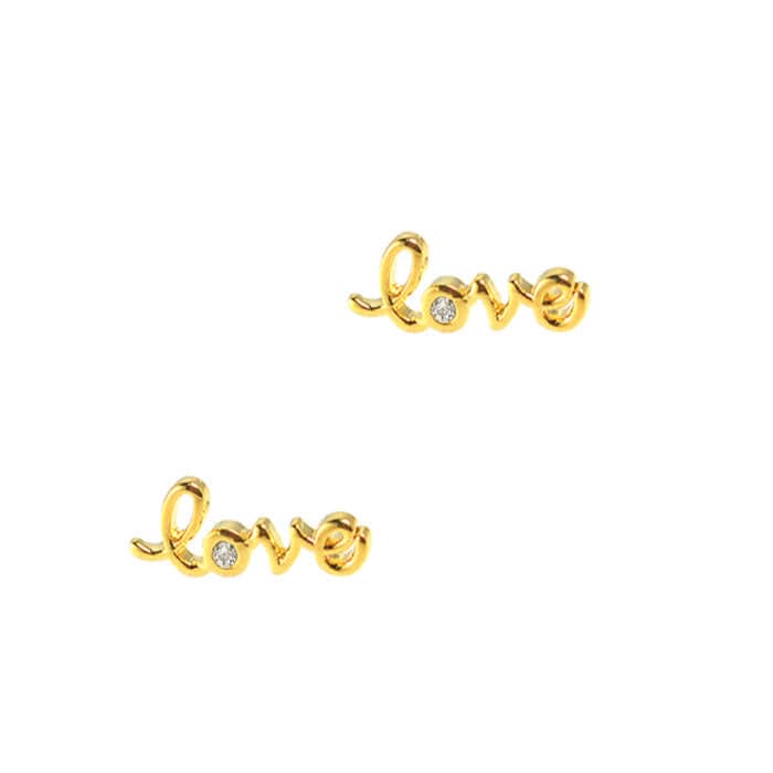 Cursive Love Stud Earrings