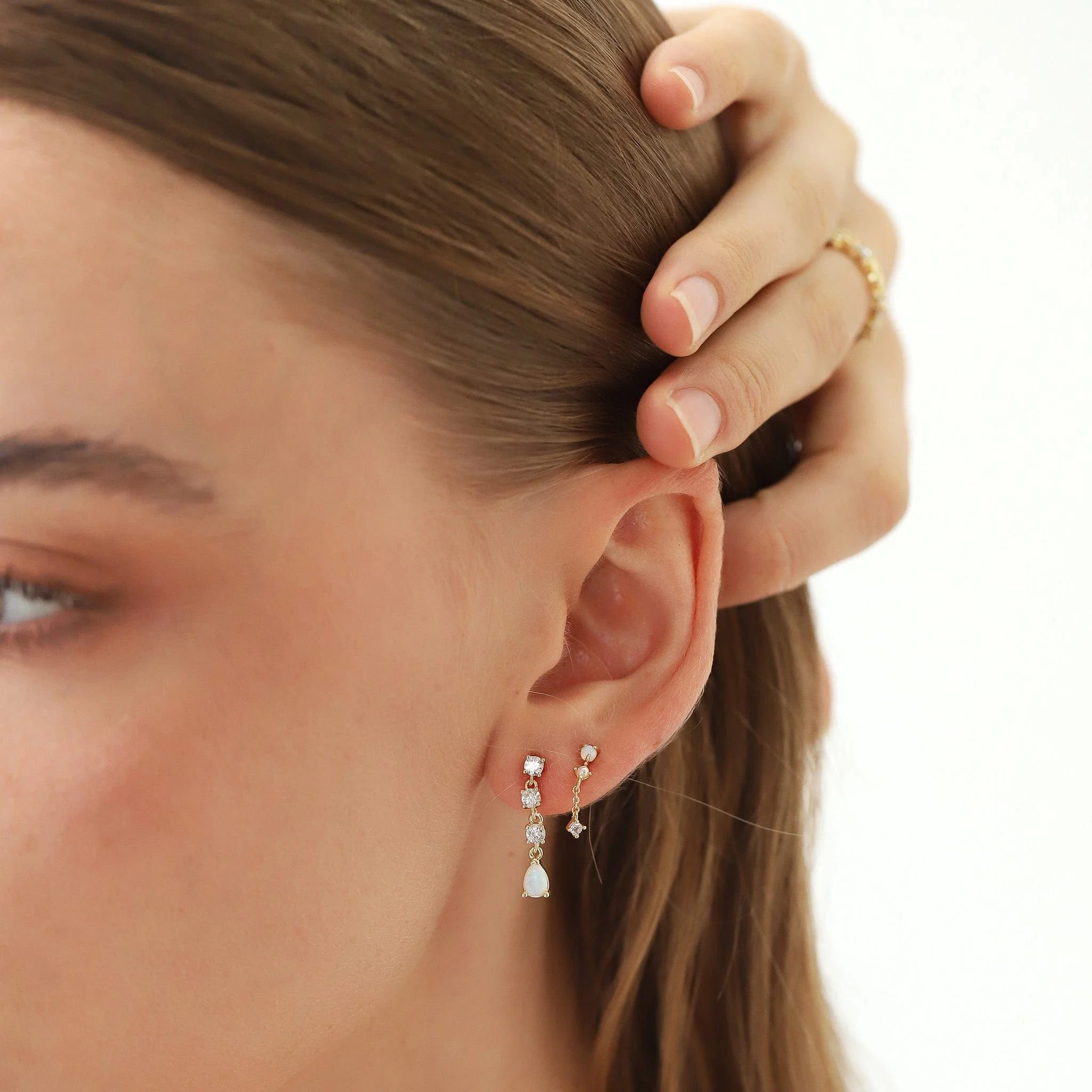 CZ & Opal Drop Earrings - Image 2