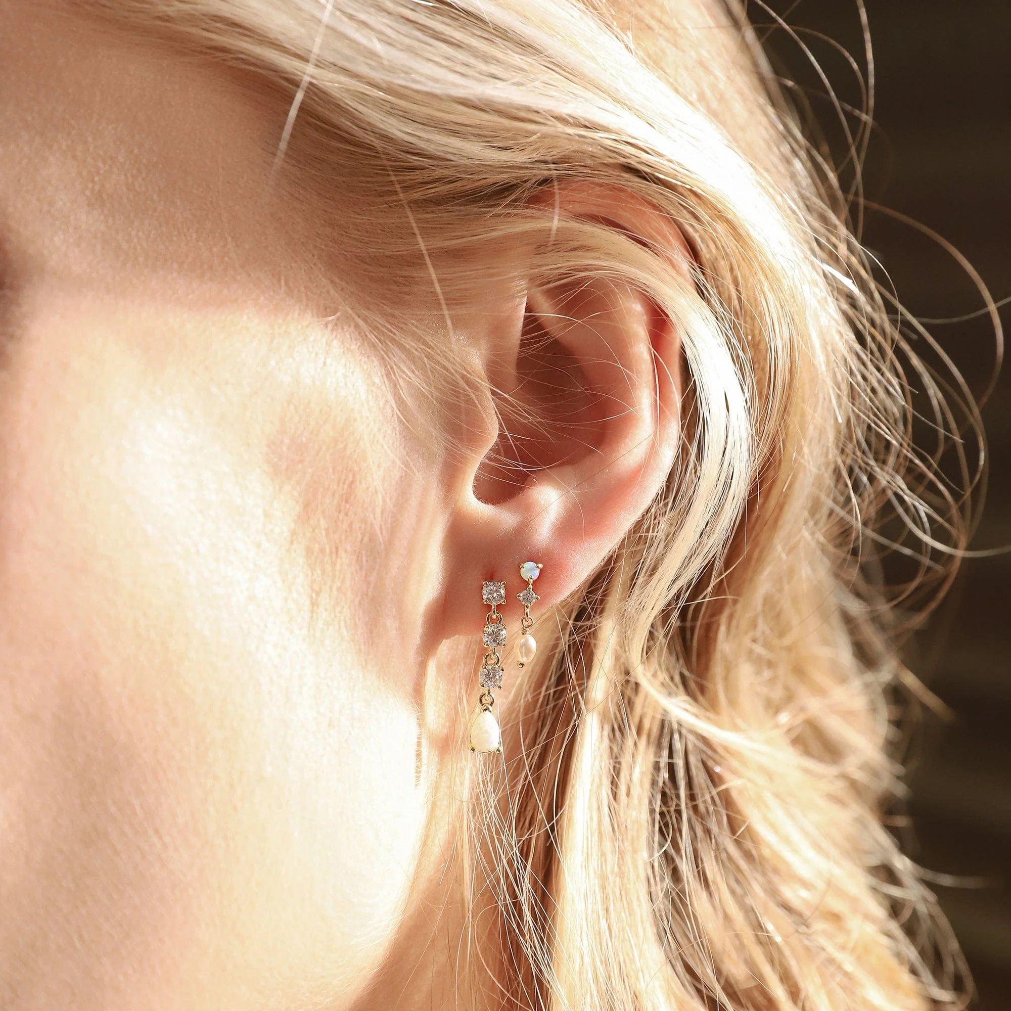 CZ & Opal Drop Earrings - Image 3