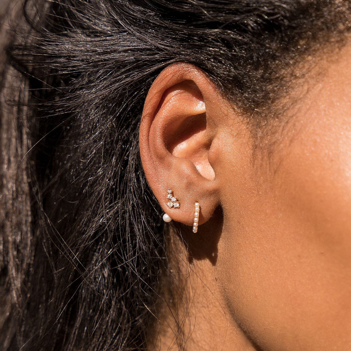 Cluster Earrings With Pearl Jacket - Image 2