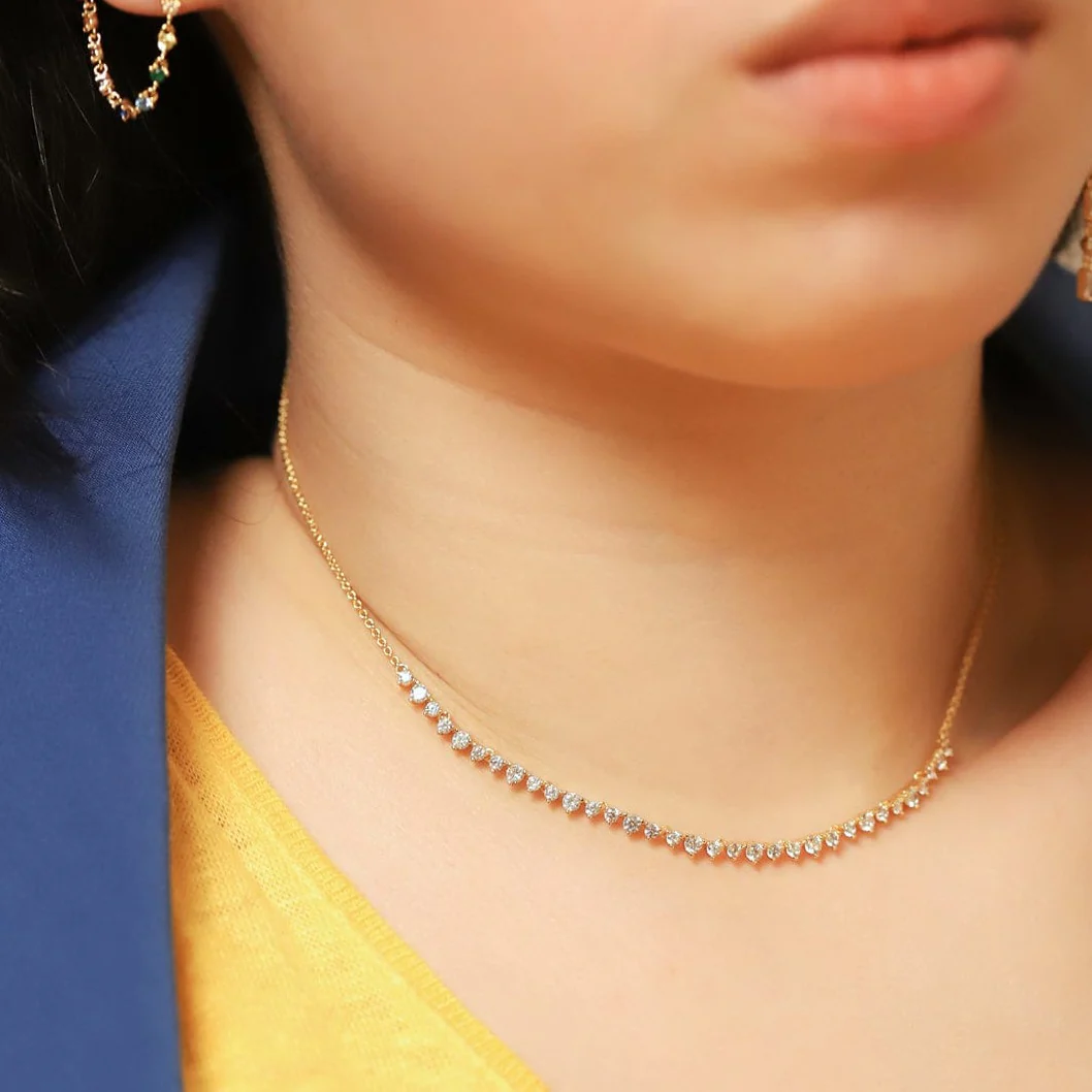 CZ Pointed Bib Necklace - Image 2
