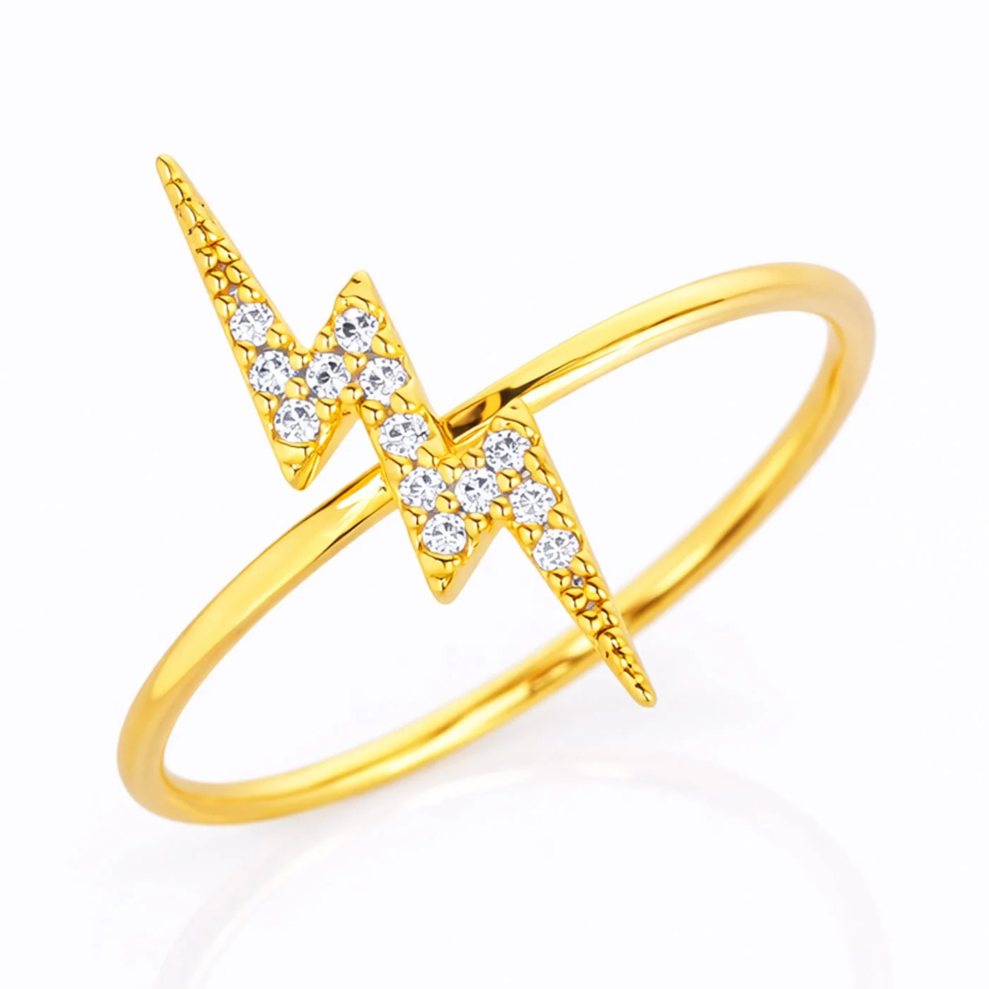 Lightning Bolt CZ Ring