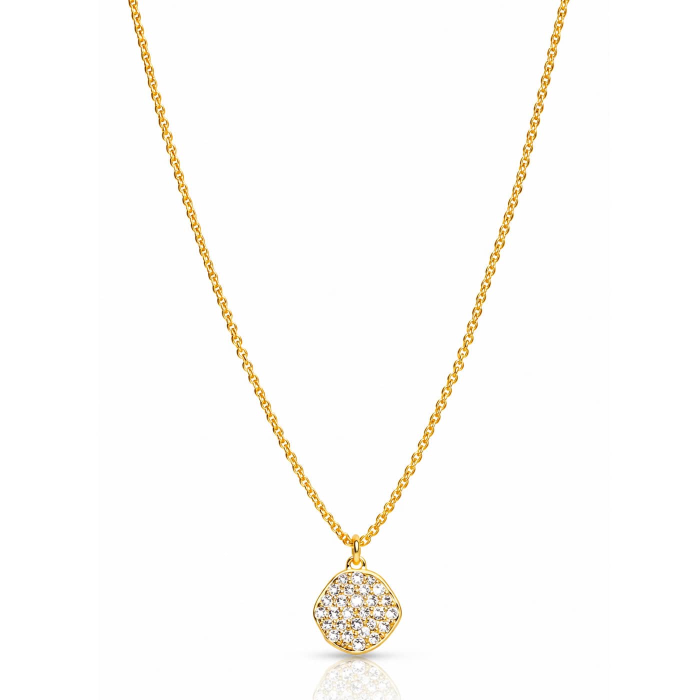 Handmade CZ Disc Pendant Necklace