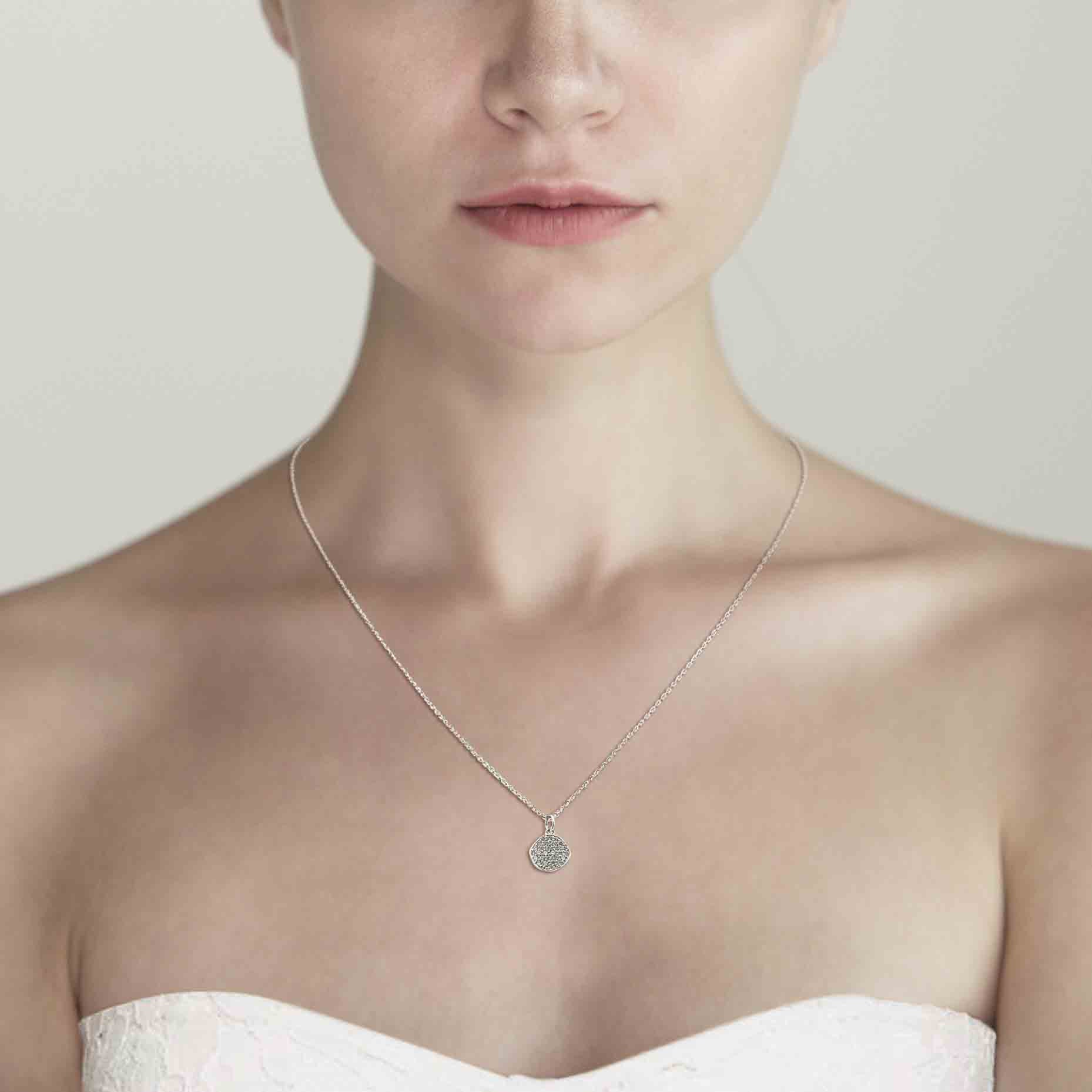 Handmade CZ Disc Pendant Necklace - Image 4