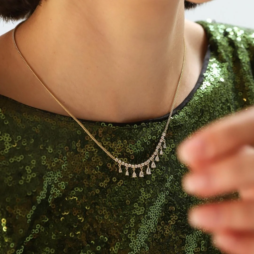 Dangling CZ Bib Necklace - Image 3