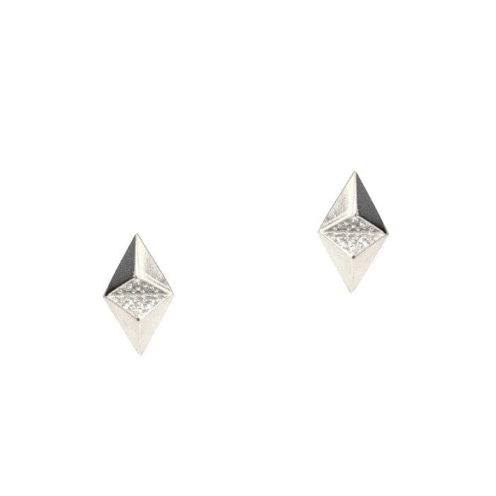 Diamond Pyramid Studs With Pave Cz Accents - Image 2