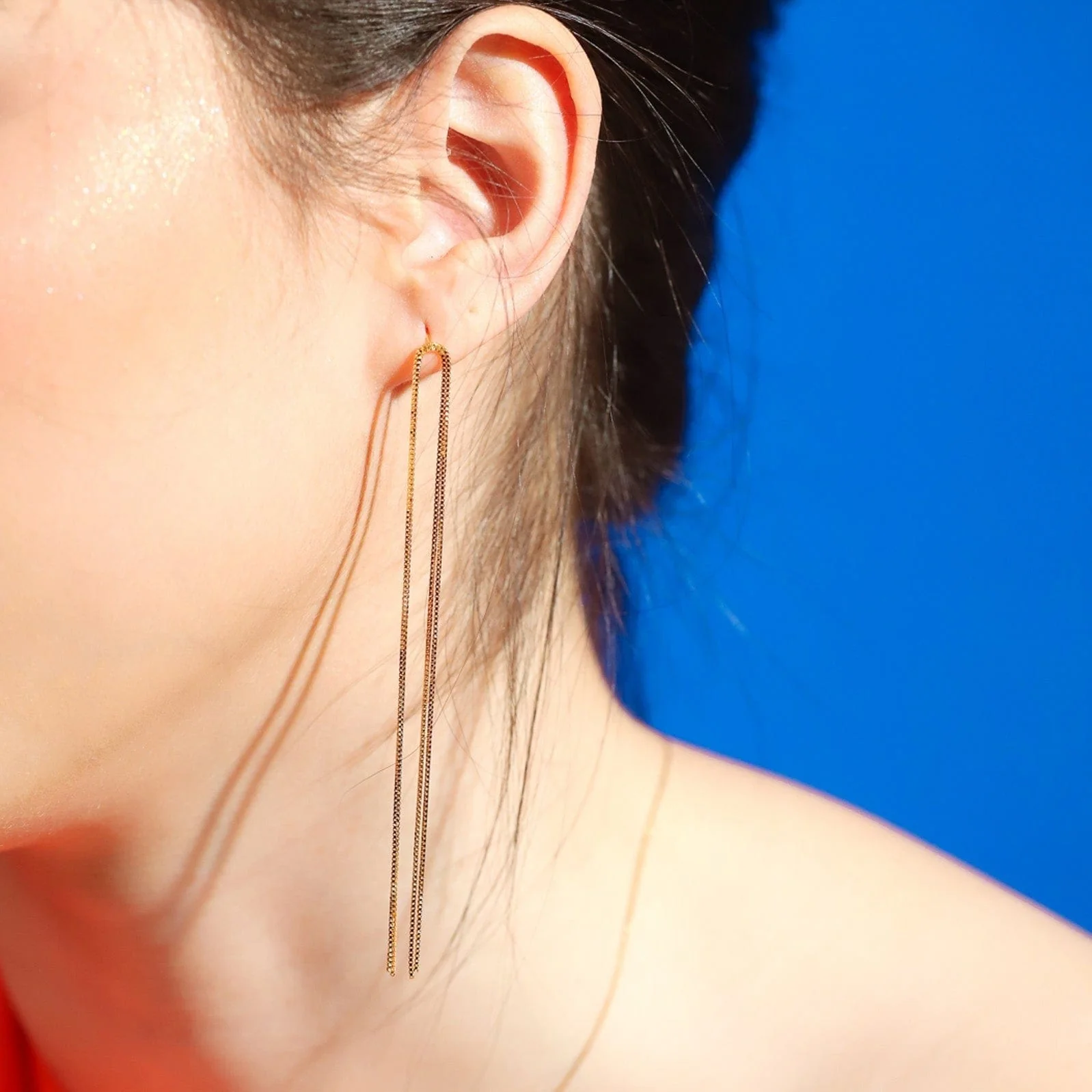 Double Chain Linear Earrings - Image 2