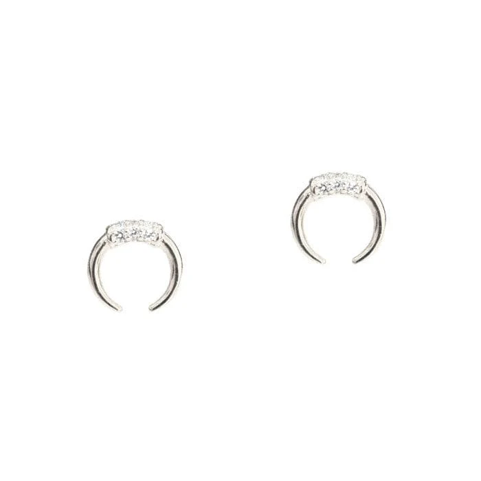 Double Horn Studs With Pave Accents - Image 2