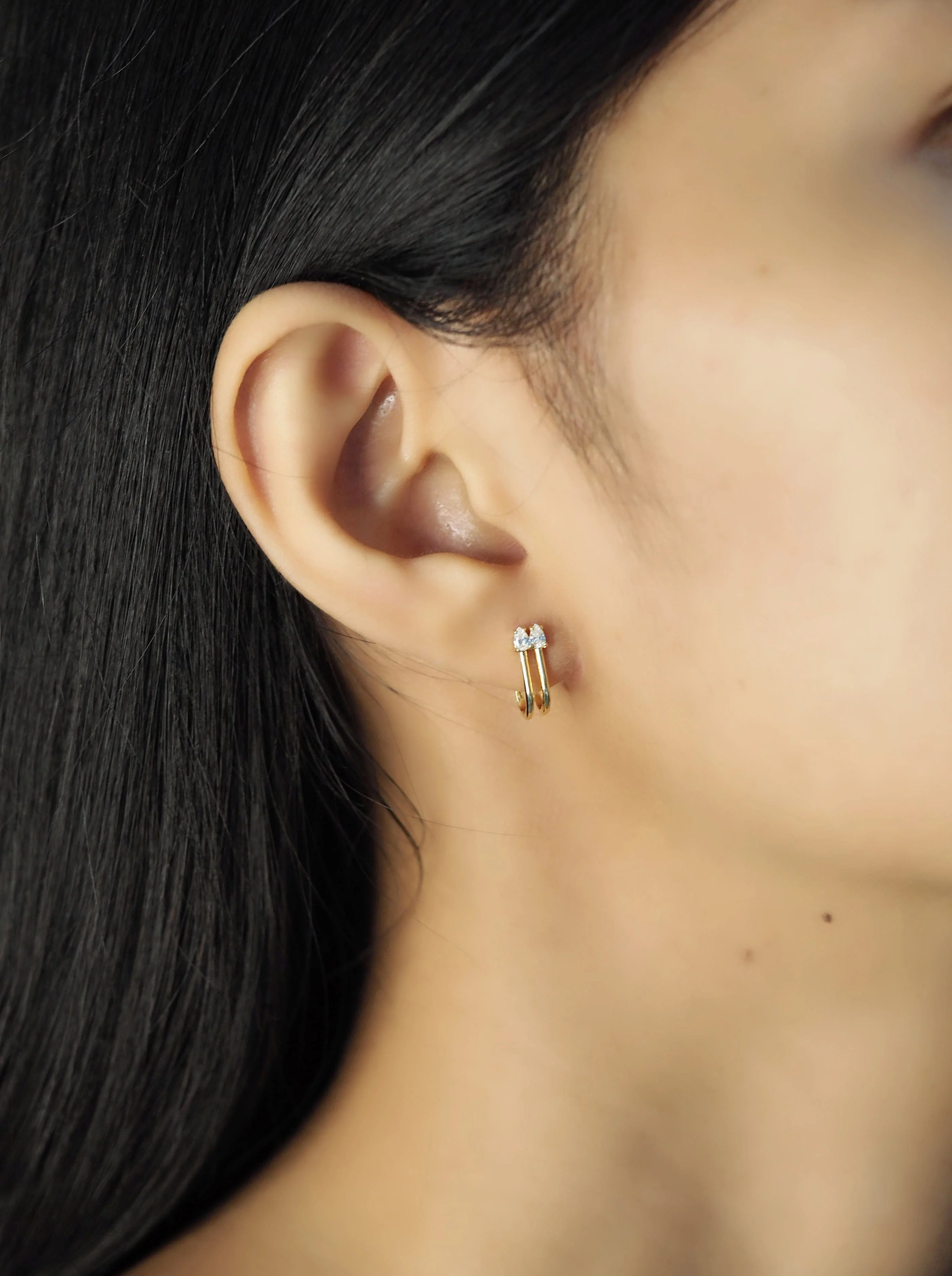 Double Stone Cage Earring - Image 2