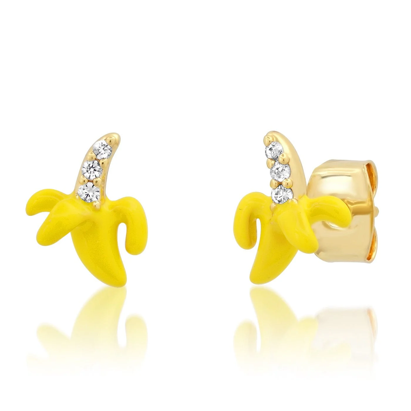 Enamel and CZ Banana Studs
