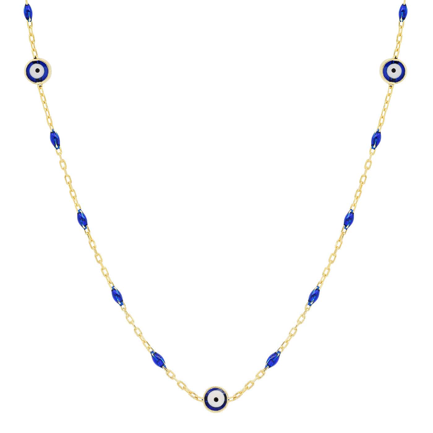 Lucky Blue Beaded Evil Eye Necklace