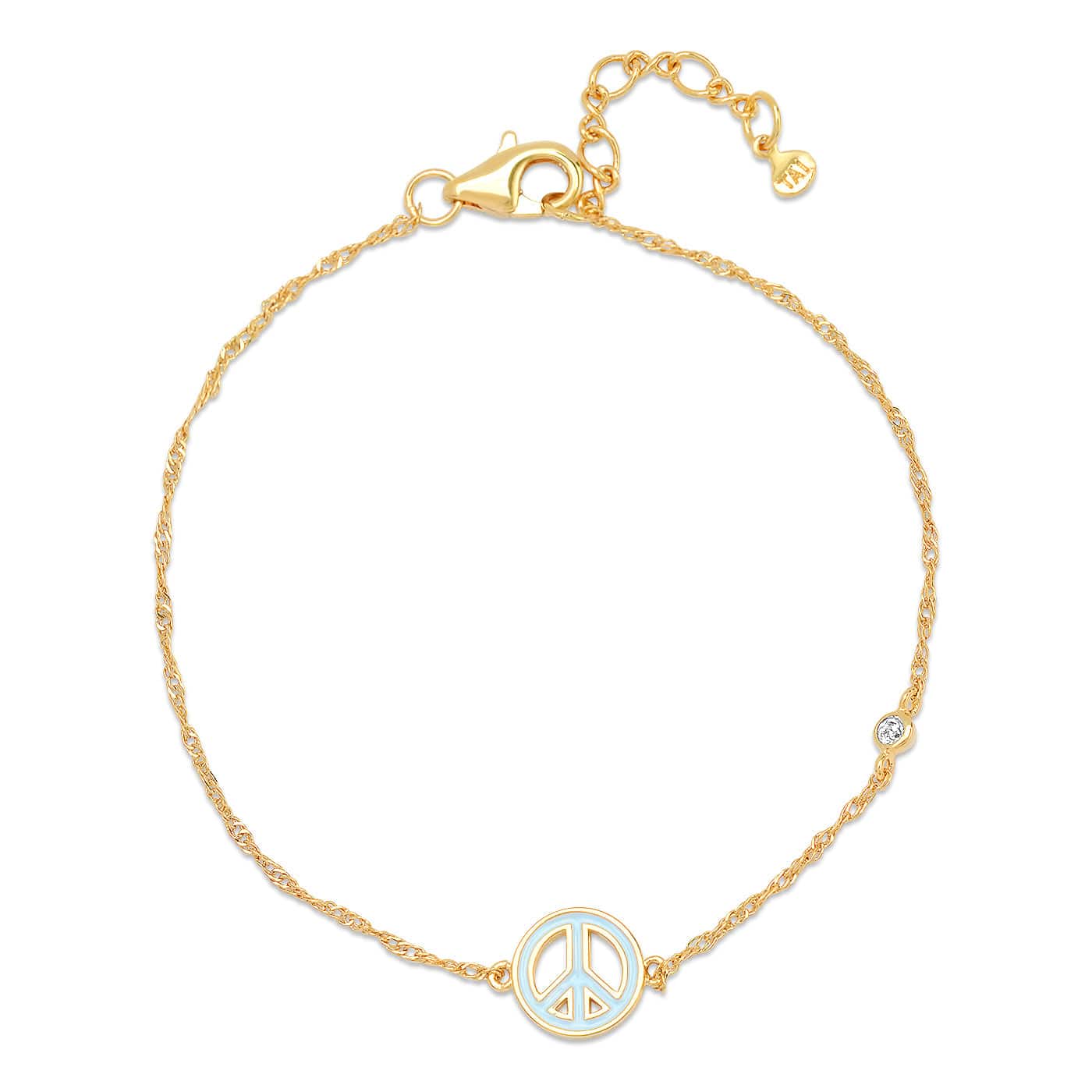 Peace Enamel Charm Chain Bracelet