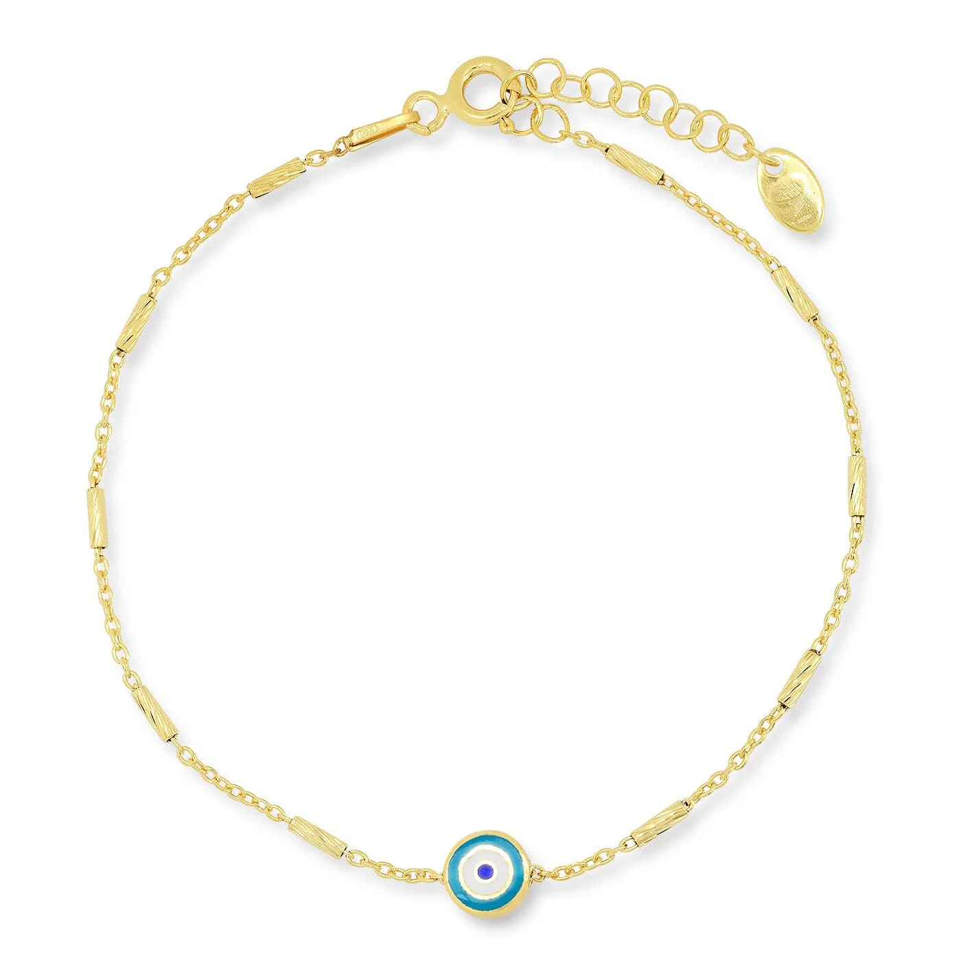 Enamel Evil Eye Bar Chain Bracelet