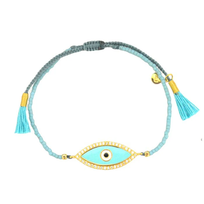 Enamel Evil Eye Tassel Bracelet - Image 2