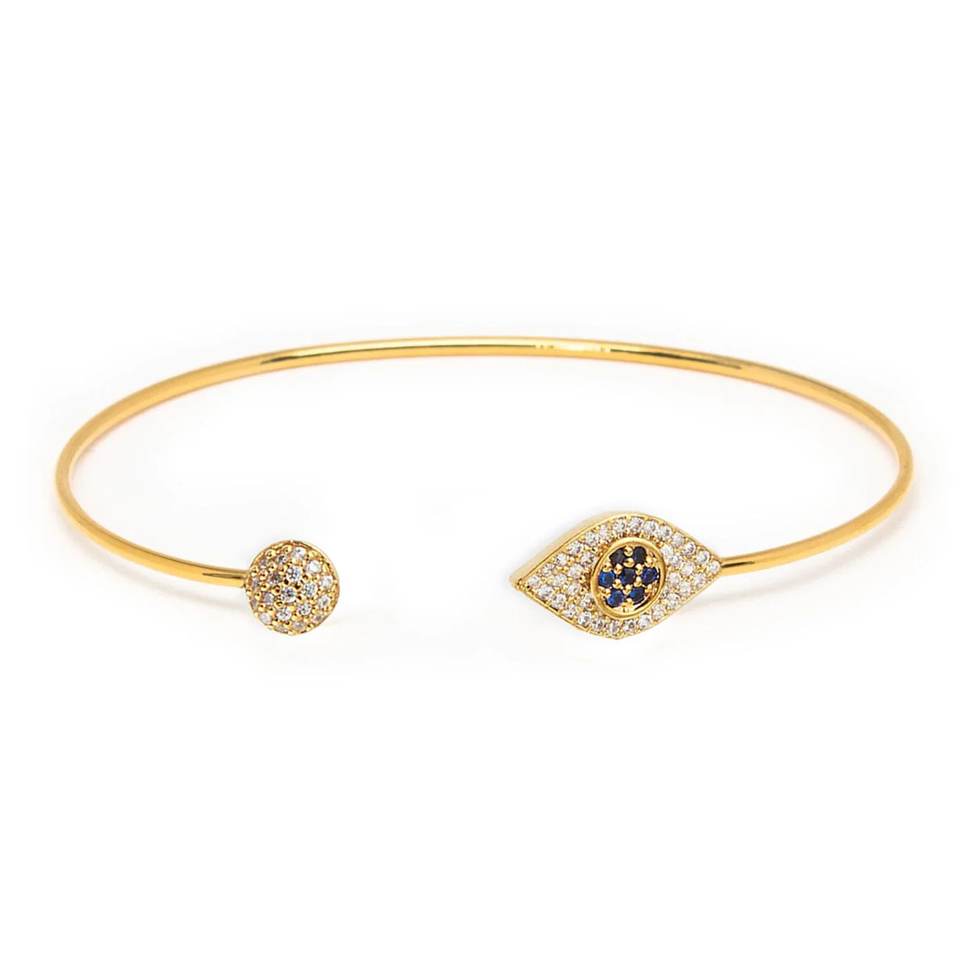 Evil Eye Button Open Bracelet
