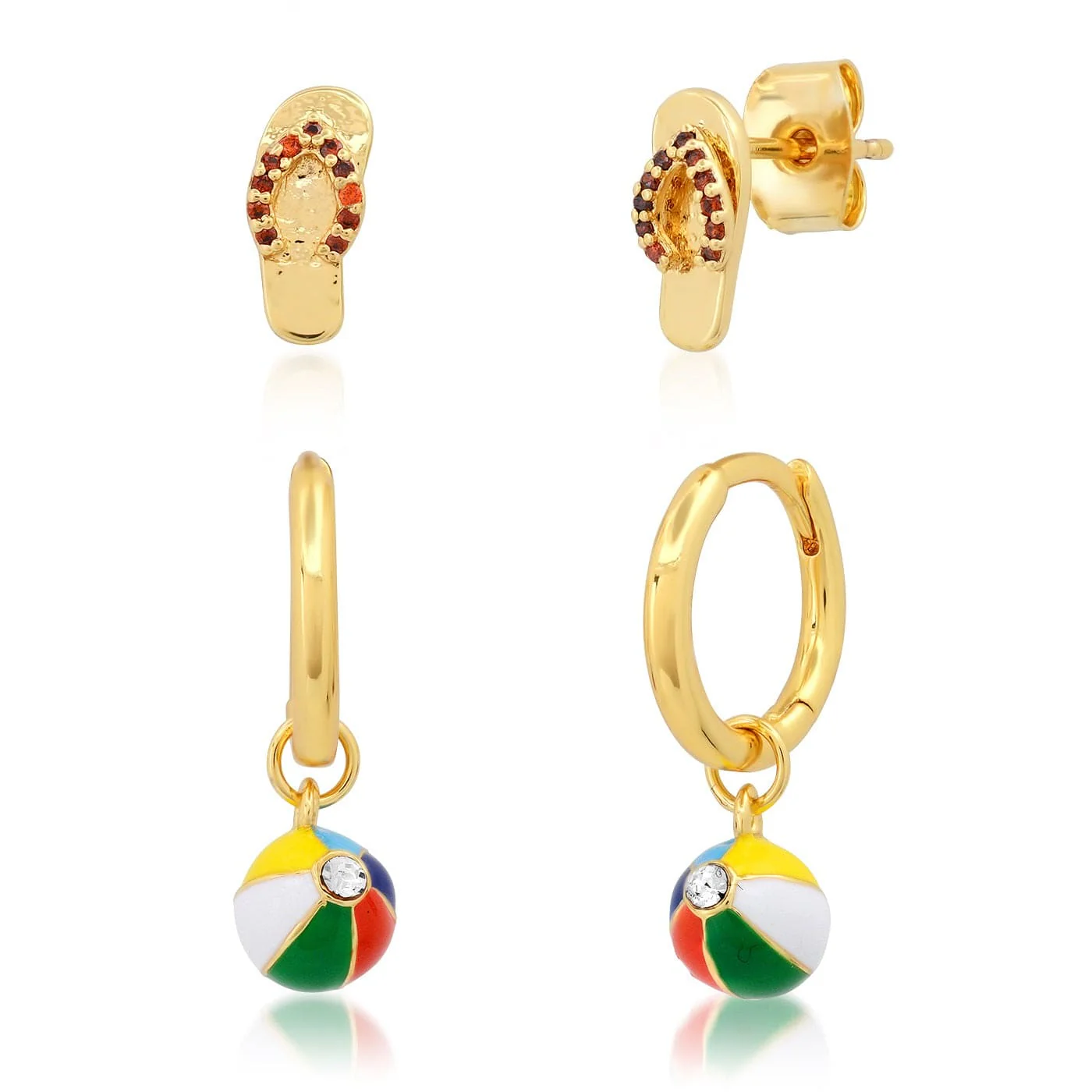 Flip Flop and Beach Ball Stud and Huggie Set