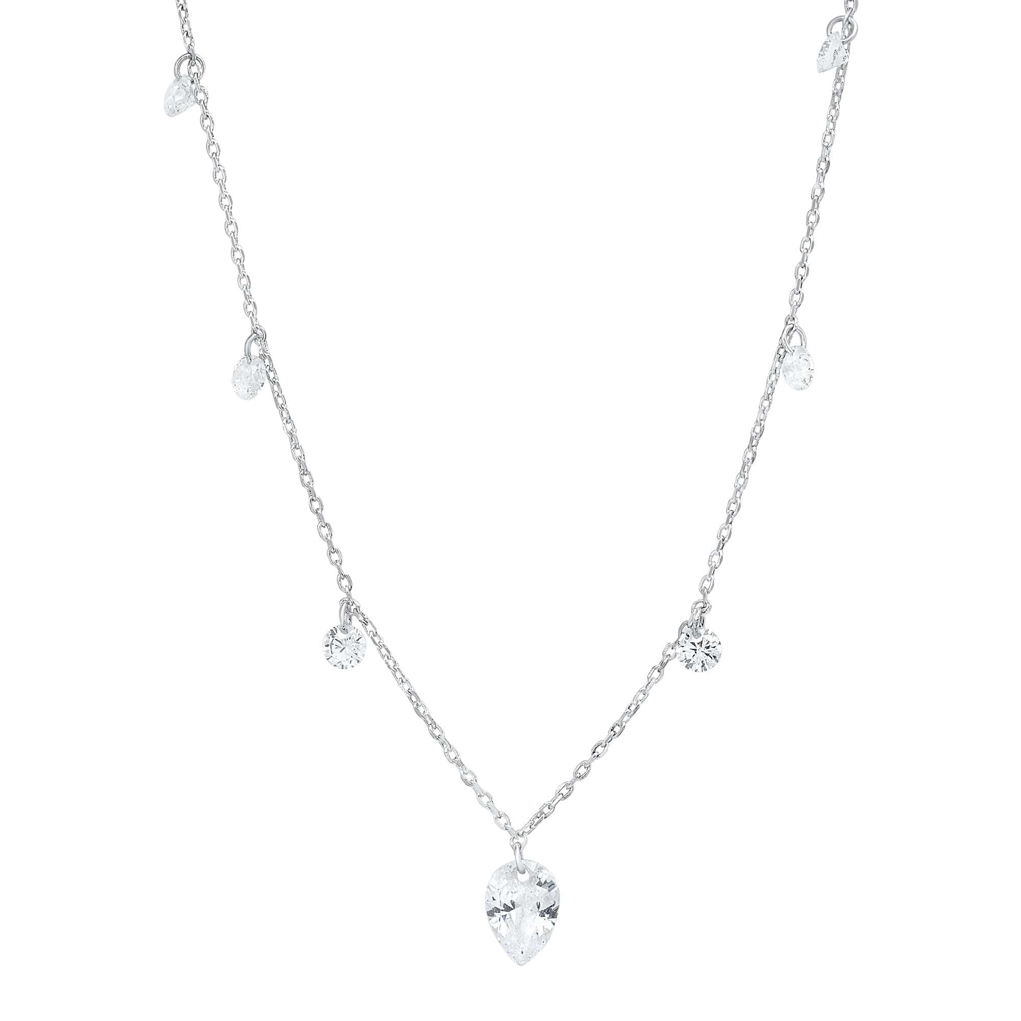 Pear CZ Charm Station Necklace - Image 2