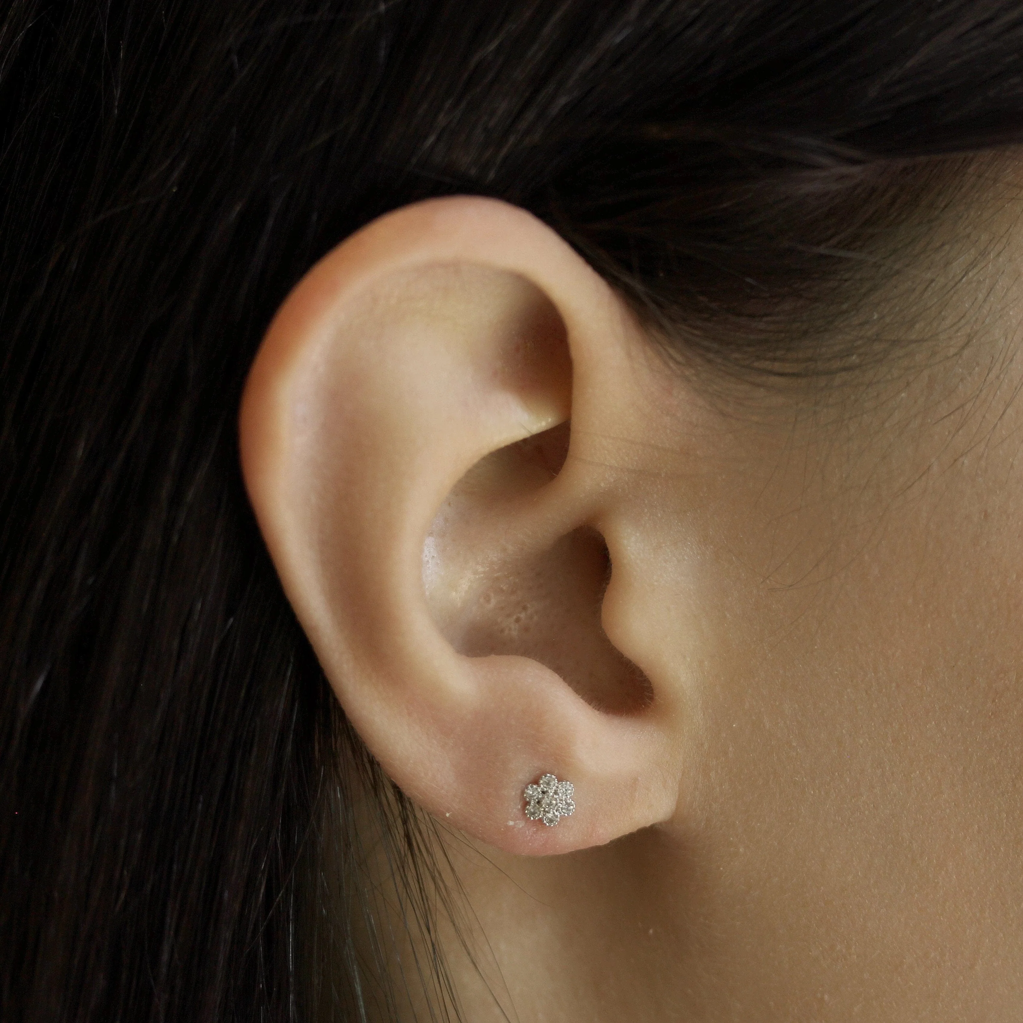 Pave Flower Post Earrings - Image 3
