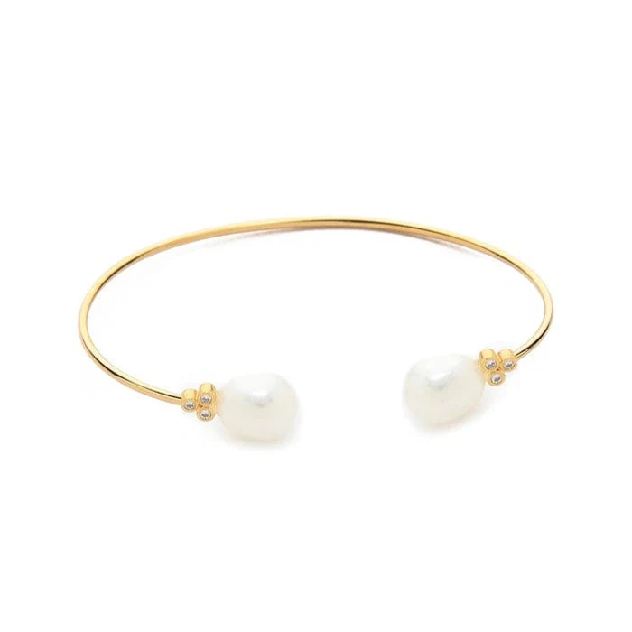 Small Pearl & CZ Cuff Bracelet