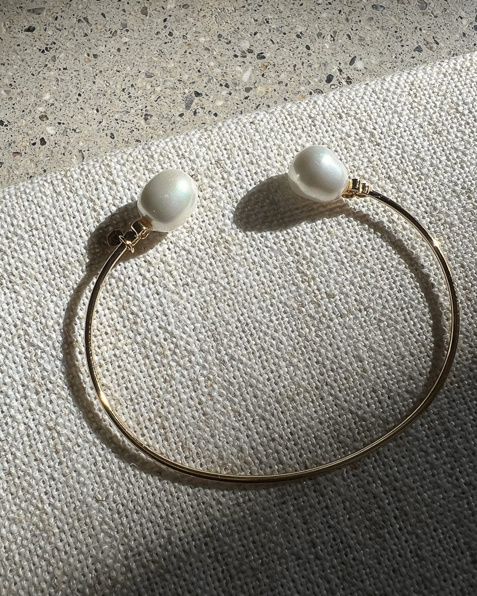 Small Pearl & CZ Cuff Bracelet - Image 4