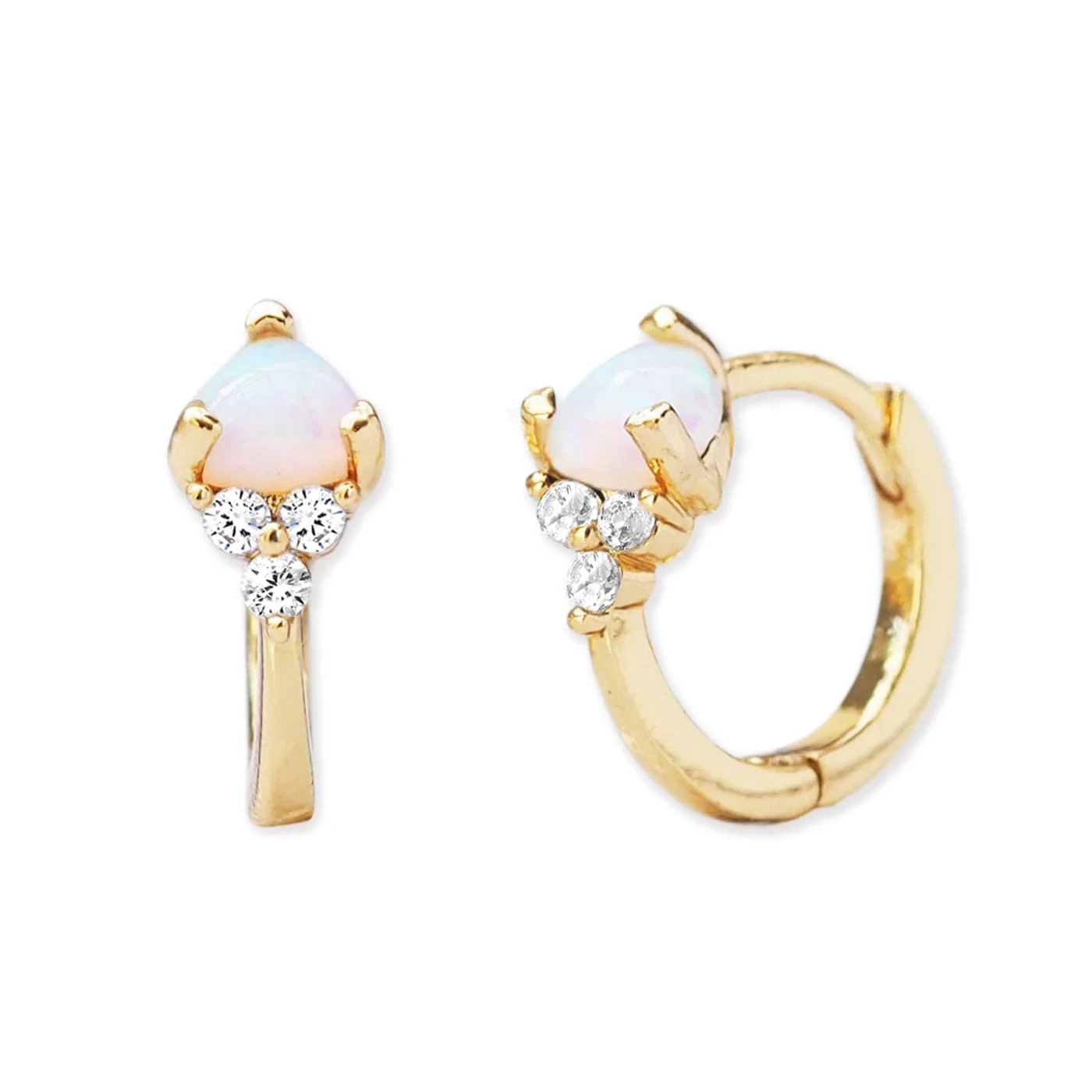 Gemstone Trio Huggie Hoop Earrings - Image 2