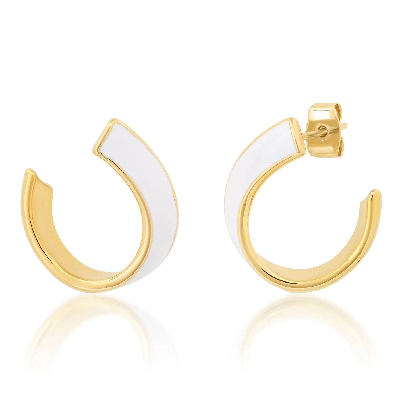 Gold and White Enamel Hoops