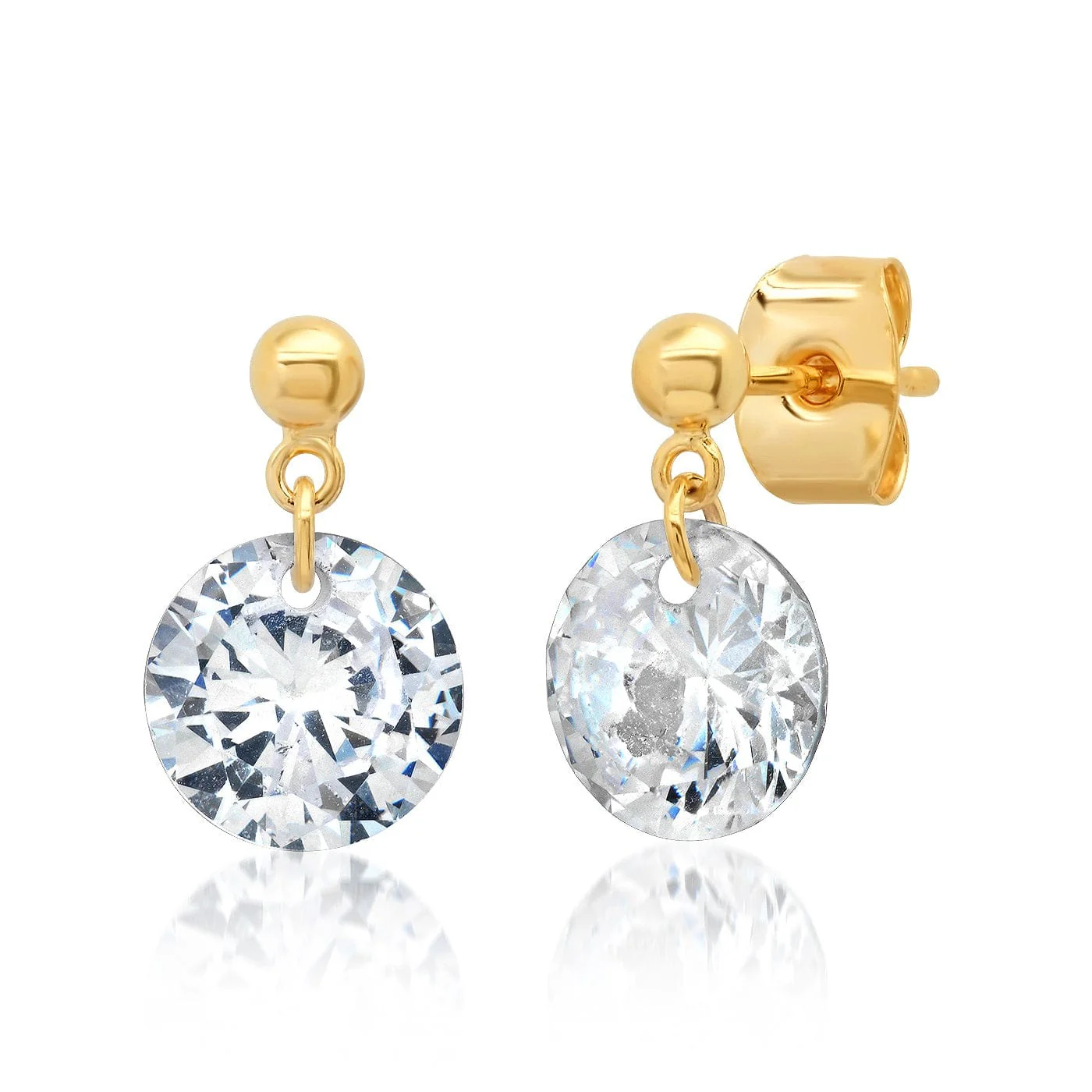Gold Ball With Floating Cz Dangle
