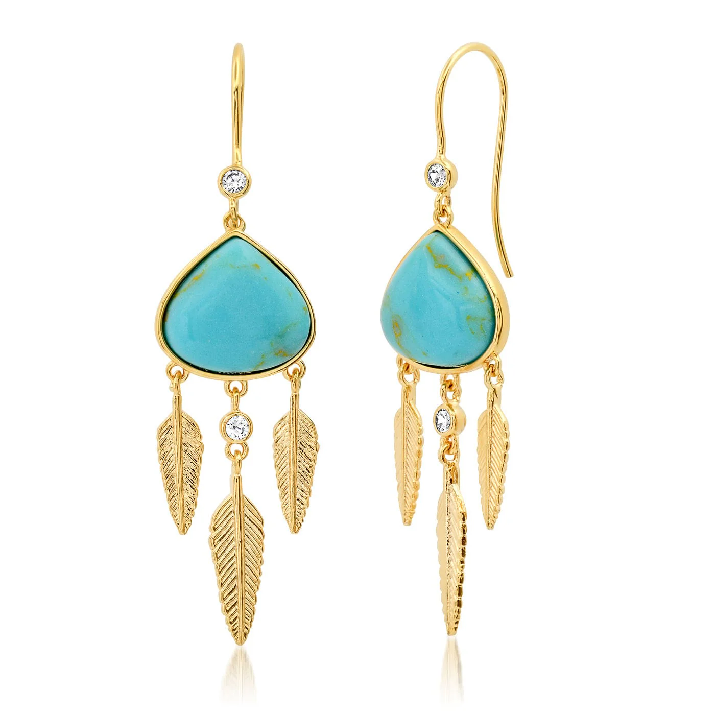 Feather Stone Drop Earrings - Image 2