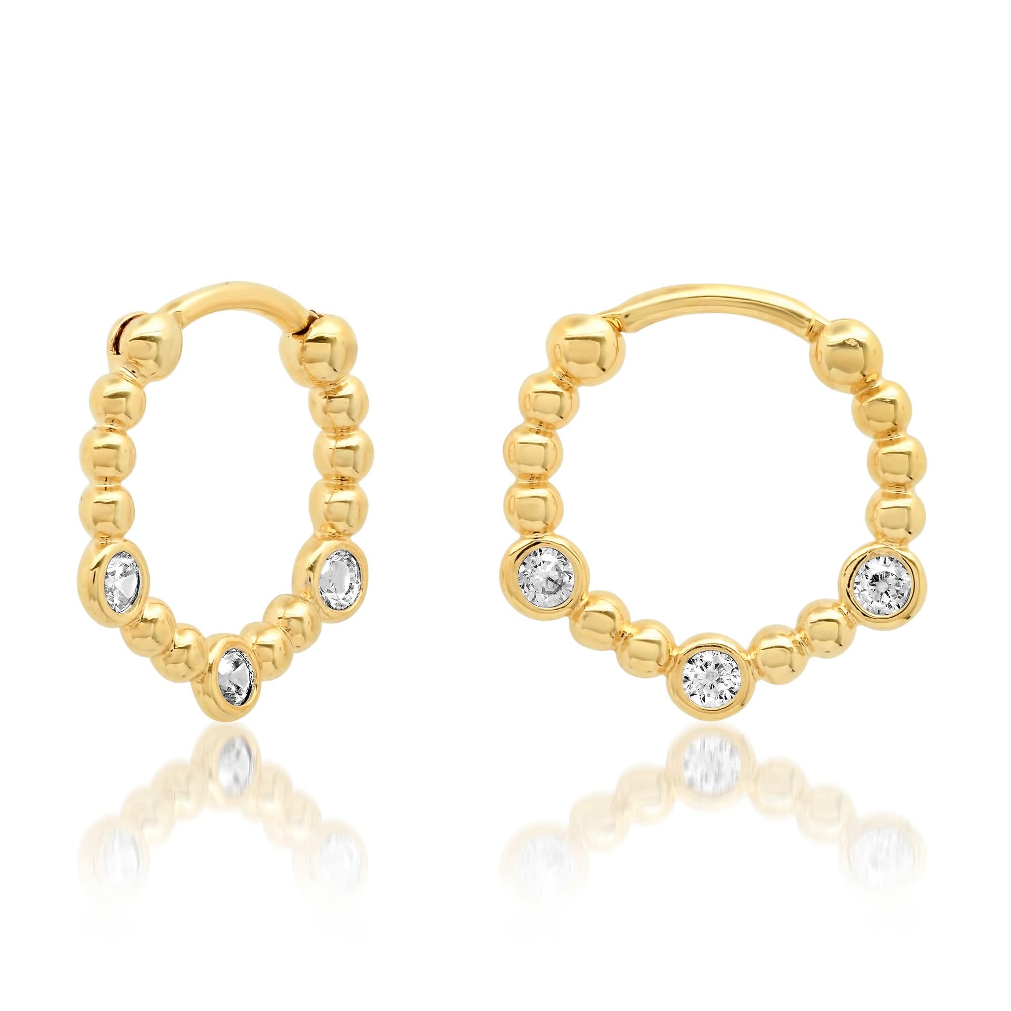 Gold Huggie With Triple Cz