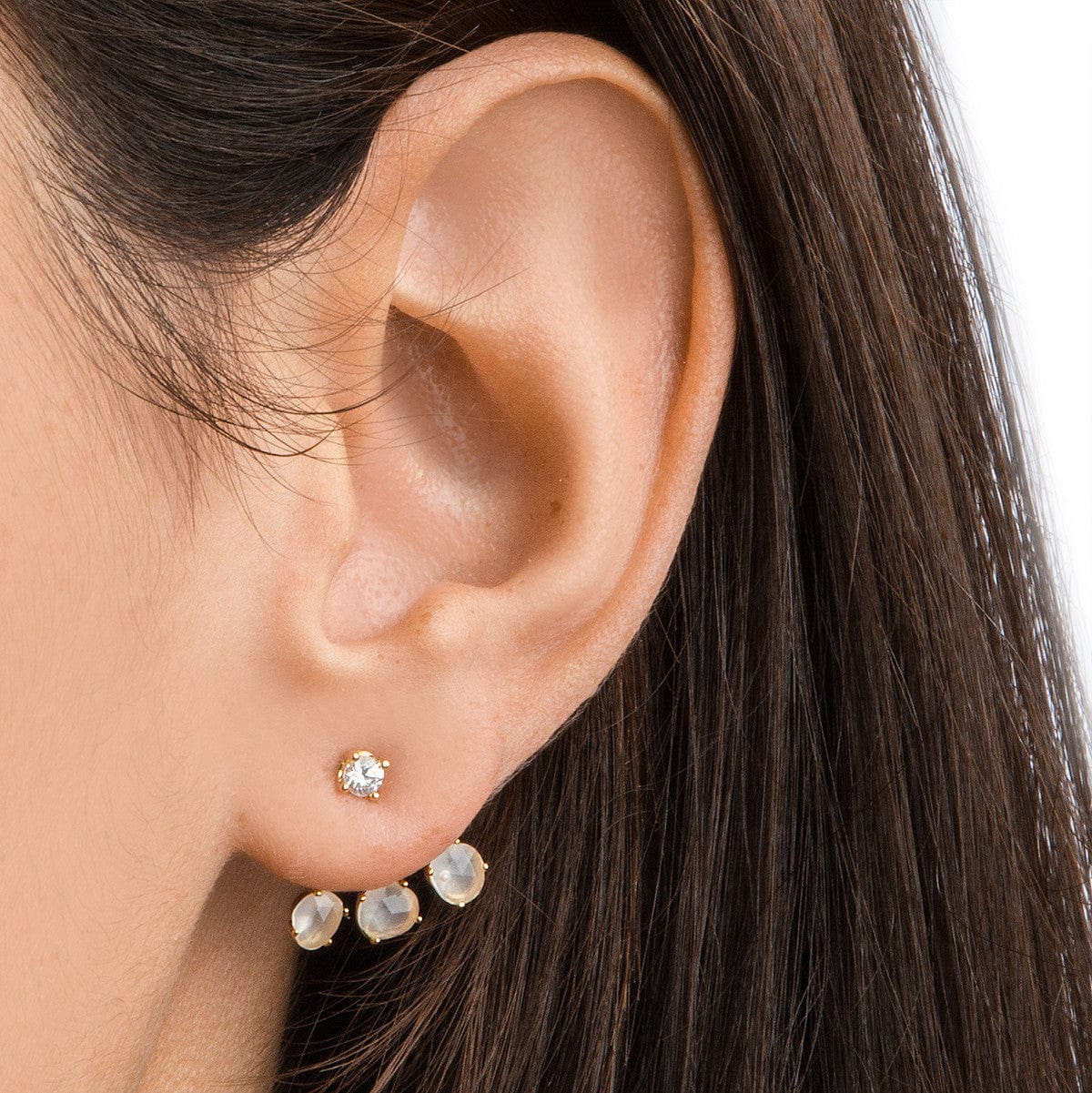 Gold- Moon Glass Earrings - Image 2